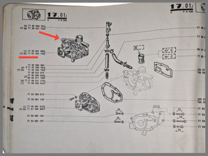 Pompe à eau - Renault 12 - OEM 7701452155 et 7702001509
