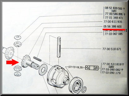 Roue solaire (Trou de l'axe de 15 à 16 mm) – Renault 12 – Renault 16 -OEM 0556386600