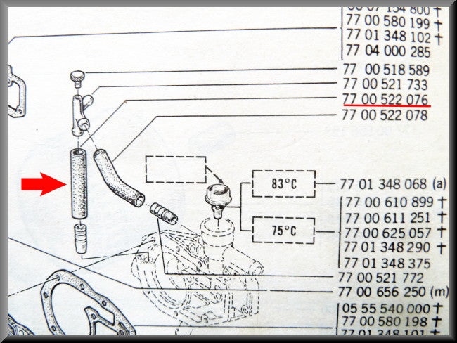Koelslang – Renault 12 – OEM 7700522076