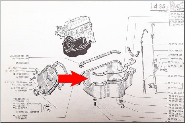 Carterpan – Renault 12 – Renault 5 - Renault 15 -  OEM 7701505599