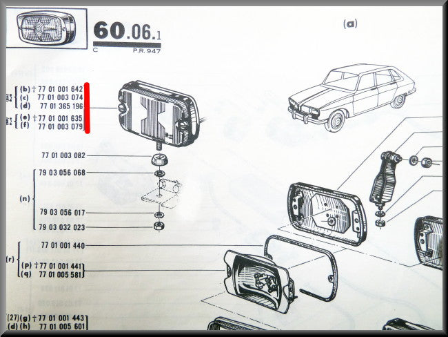 Verstraler – Renault 16 TS – OEM 7701001642