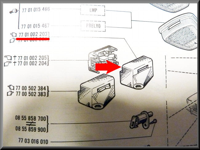 Leeslamp kapje – Renault 16 TX – OEM 7701002203