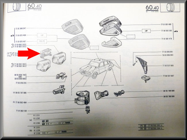 Leeslamp huis – Renault 16 TX – OEM 7701002205