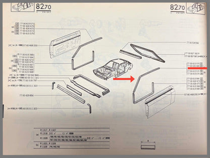 Joint en caoutchouc de portière avant gauche - Renault 17 - OEM 7700630669