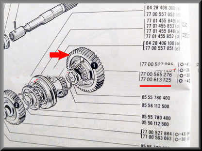 Gear 1st gear (42 teeth) – Renault 16 – OEM 7700613725 / 7700613726