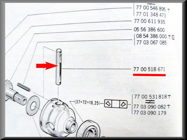 Differential pin – Renault 12 – OEM 7700518671