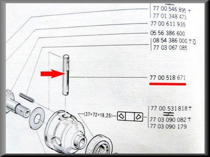 Differential pin – Renault 12 – OEM 7700518671