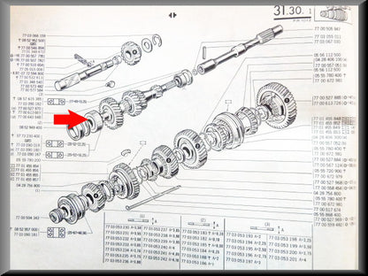 Palier avant arbre primaire (20-52-22-25 mm) – Renault 12 – Renault 16 - OEM 7703090180