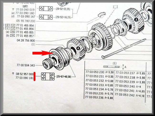 Rear gearbox shaft bearing (25x67x40.5 mm) – Renault 12 – Renault 16 - OEM 7703090181