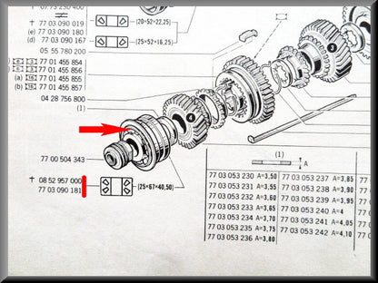 Rear gearbox shaft bearing (25x67x40.5 mm) – Renault 12 – Renault 16 - OEM 7703090181
