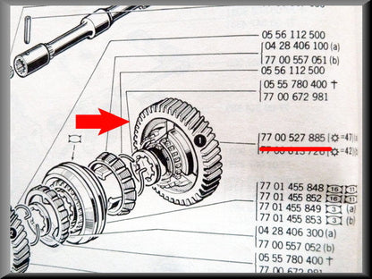 First gear cog (47 teeth) – Renault 12 – Renault 16 - Renault 8 - Various Renault - OEM 7700527885
