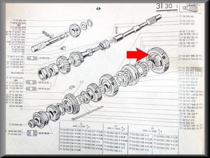 First gear cog (47 teeth) – Renault 12 – Renault 16 - Renault 8 - Various Renault - OEM 7700527885