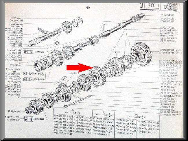 Pignon de 2ème vitesse (43 dents) – Renault 12 – Renault 16 - OEM 7700527884