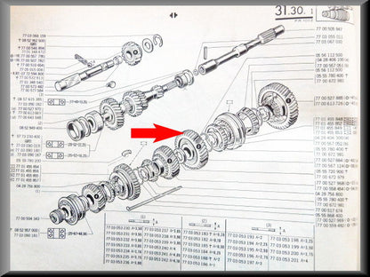 Pignon de 2ème vitesse (43 dents) – Renault 12 – Renault 16 - OEM 7700527884