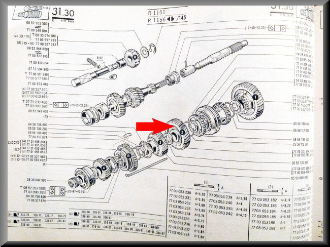 Pignon de 2ème vitesse (38 dents) – Renault 12 – Renault 16 - OEM 7700563063