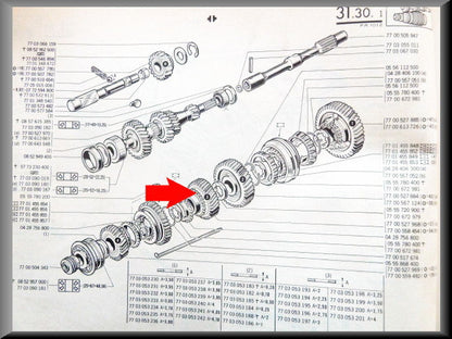 Pignon de 3ème vitesse (34 dents) – Renault 12 – Renault 16 - OEM 7700558454