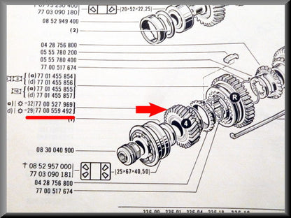 Pignon 4ème vitesse (29 dents) – Renault 12 – Renault 16 - OEM 7700559492