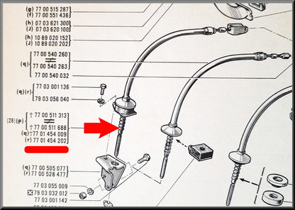 Koppelingskabel Break – Renault 12 – OEM 7701454202