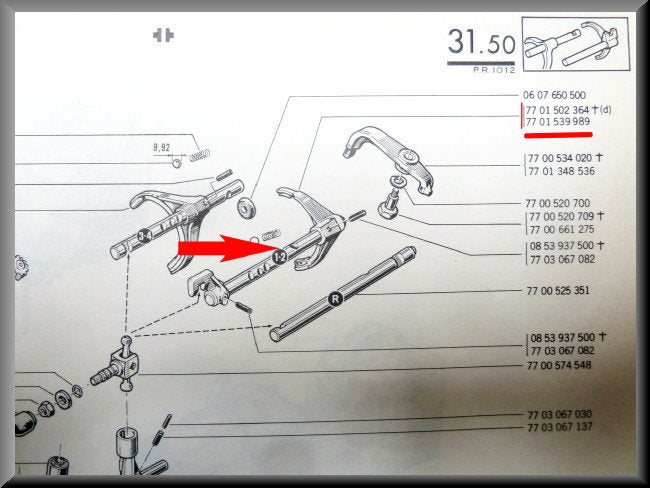 Gear selector fork 1st 2nd gear – Renault 12 – Renault 15 - OEM 7701539989