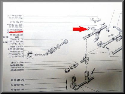 Fourchette de sélection 3ème 4ème vitesse – Renault 12 – OEM 7701592365