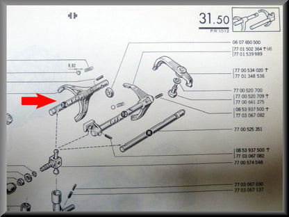 Fourchette de sélection 3ème 4ème vitesse – Renault 12 – OEM 7701592365