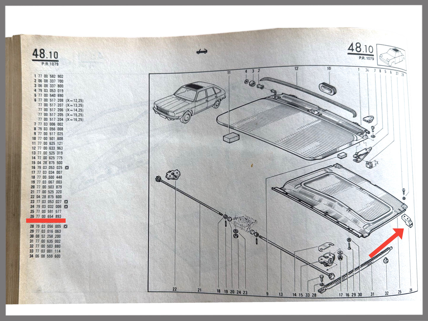 Clip de fixation toit ouvrant - Renault 20 - Renault 30 - OEM 7700654893