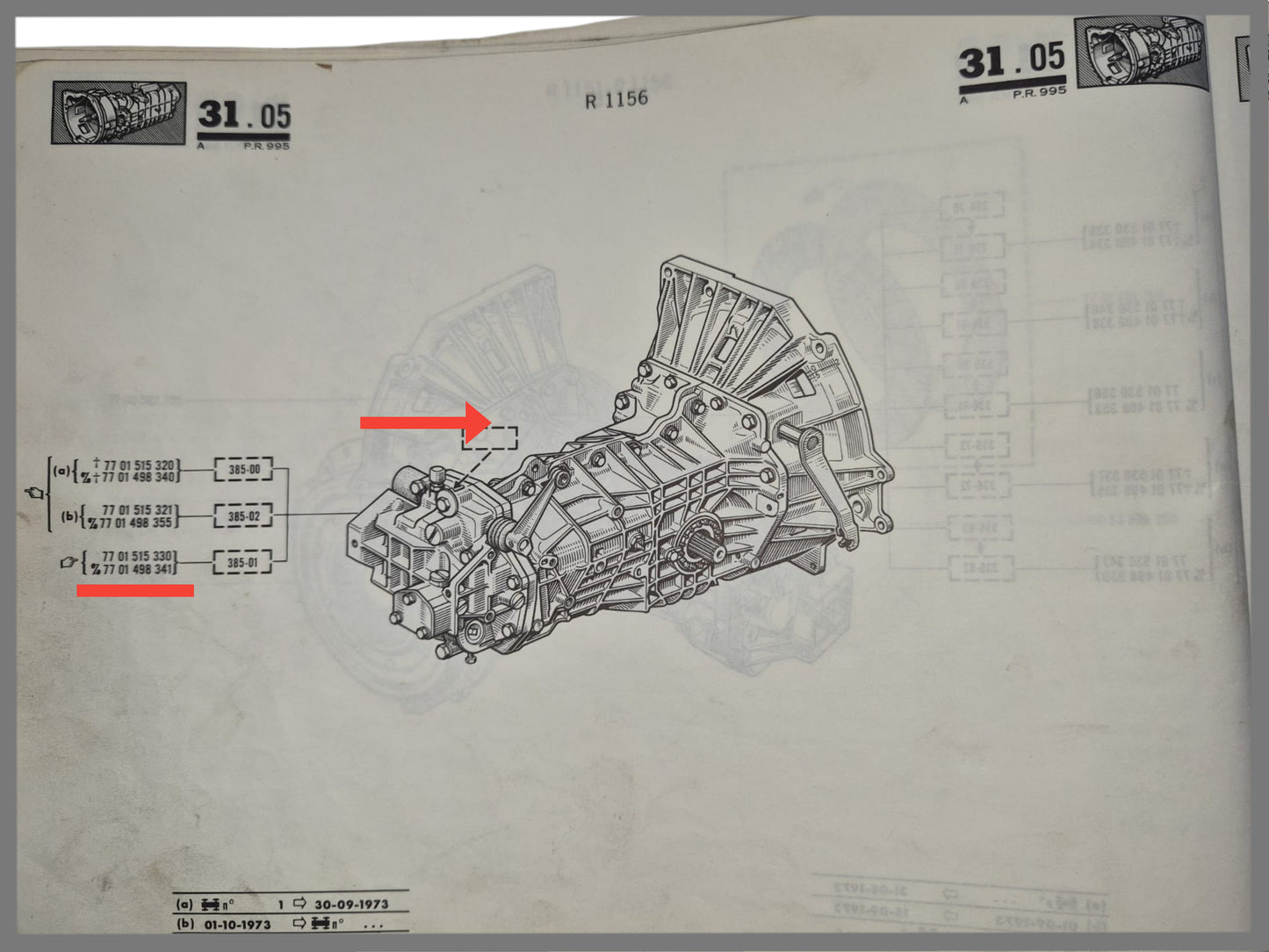 Versnellingsbak 385-02 - Renault 16 - OEM 7701498355