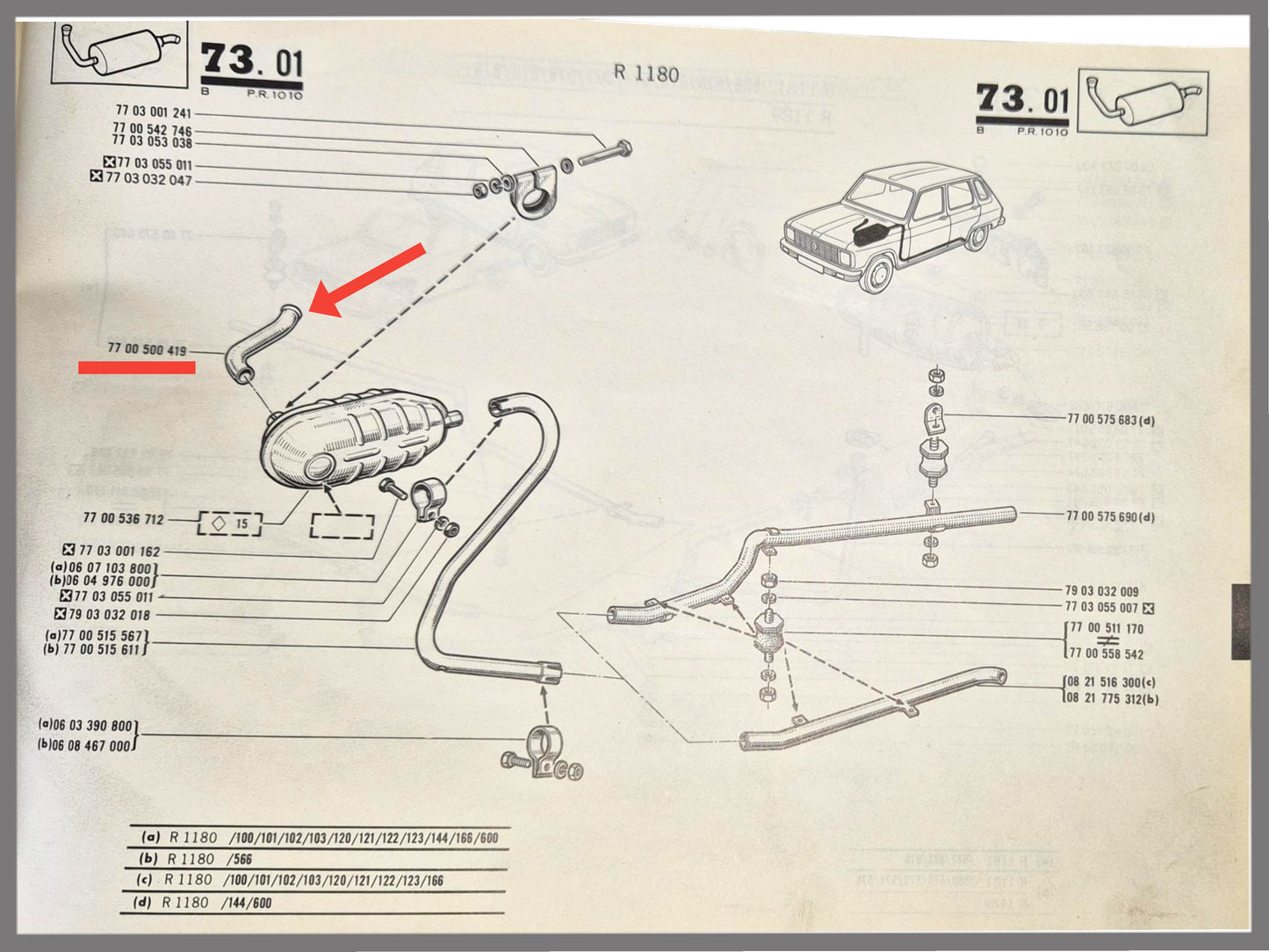 Uitlaat vlampijp – Renault 6 – OEM 7700500419
