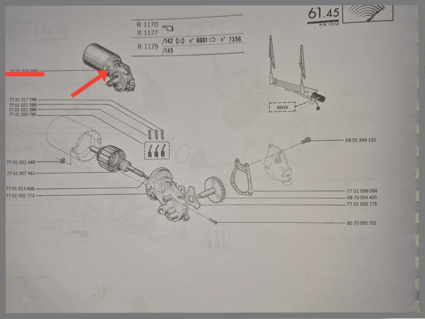 Moteur d'essuie-glace - Renault 12 - Renault 15 - Renault 17 - OEM 7701010269