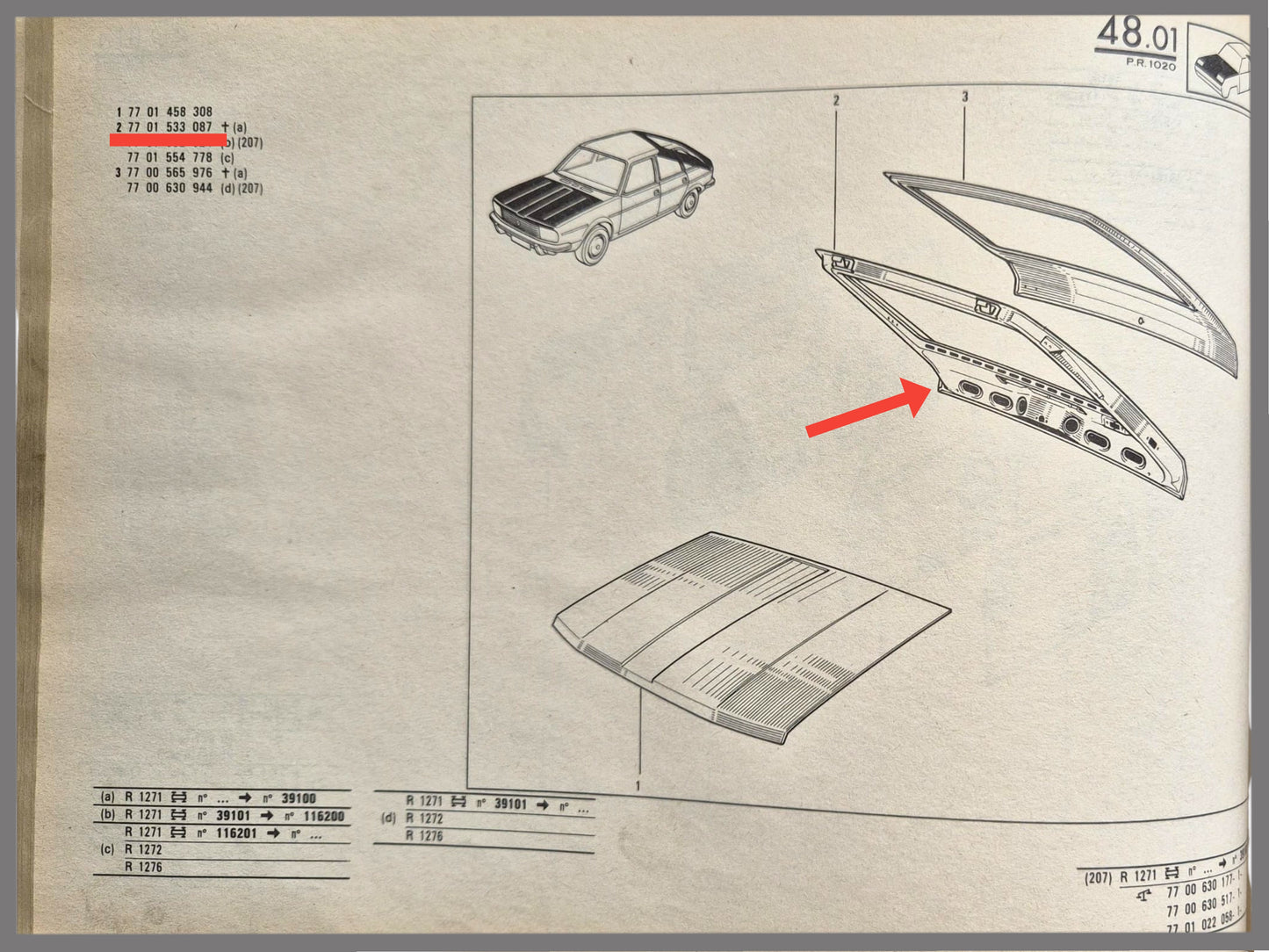Tailgate (special lock hole) – Renault 20 – Renault 30 - OEM 7701533087