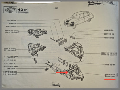 Unterer Querlenker links (verstärkte Version) (Exkl. 250,00 € Pfand für Inzahlungnahme) – Renault 16 – OEM 7700530027