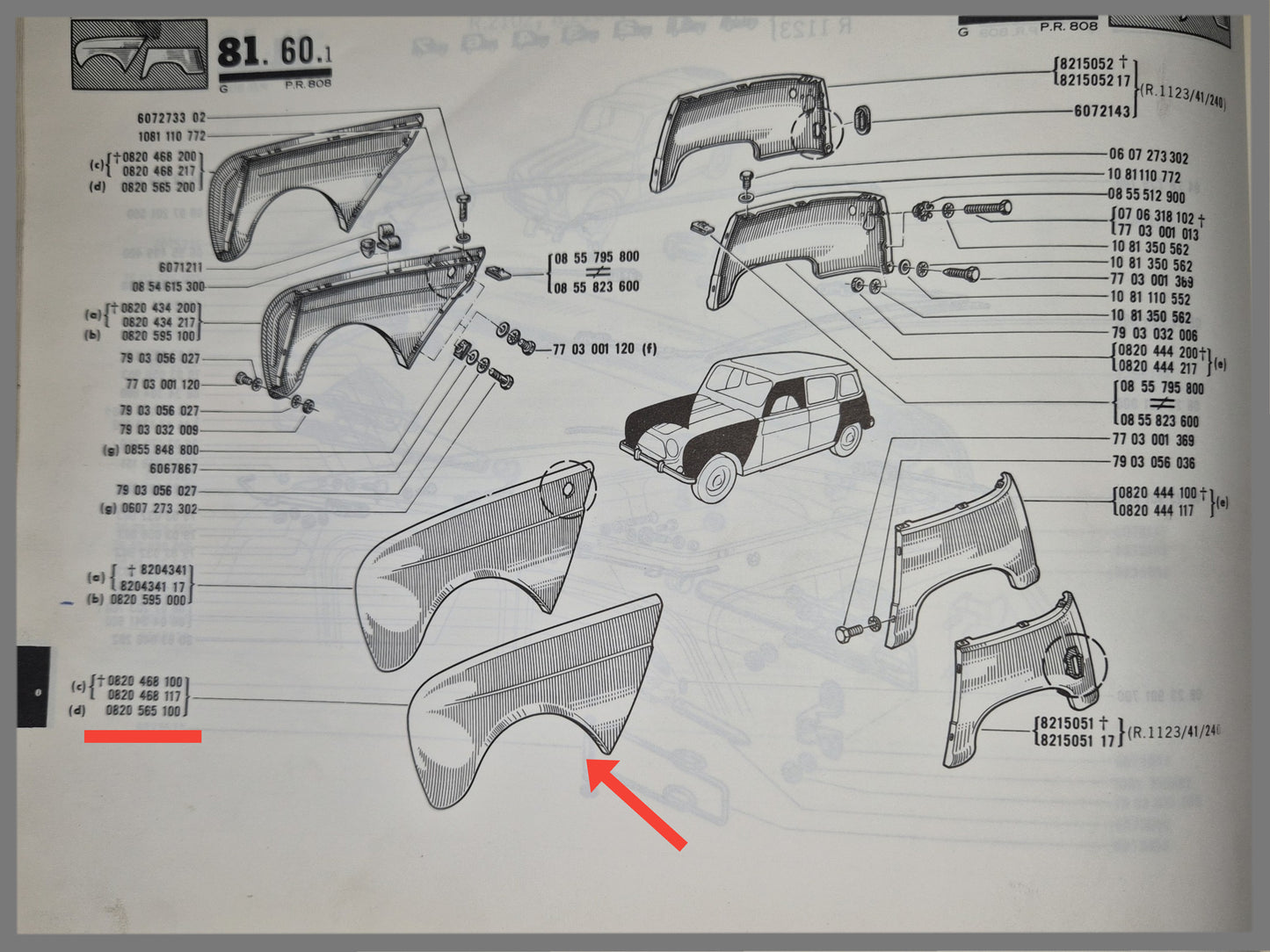 Spatbord voorzijde inks - Renault 4 - OEM 0820565100