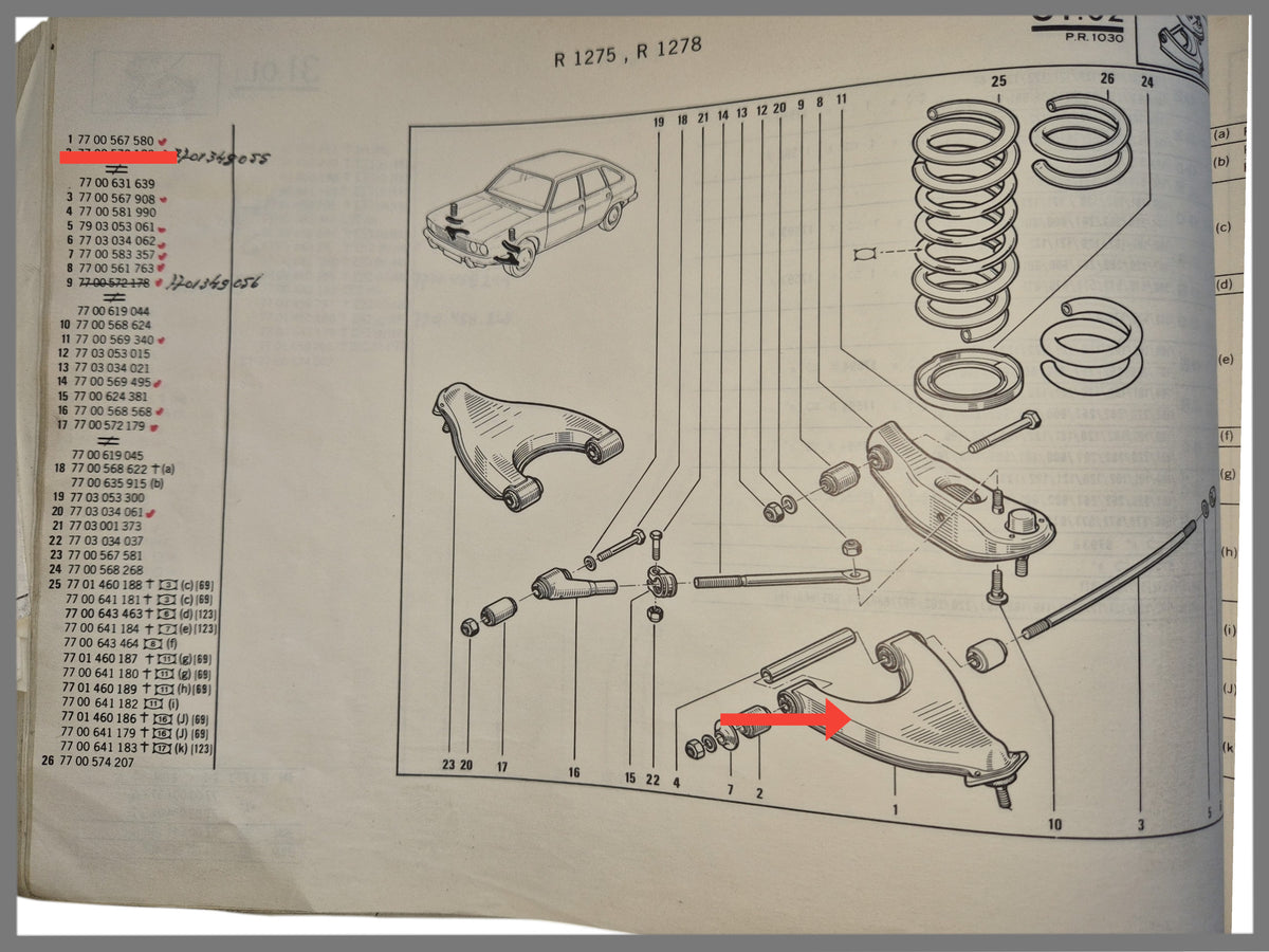 Querlenker vorne links - Renault 20 - Renault 30 - OEM 7700567581 GEBRAUCHT