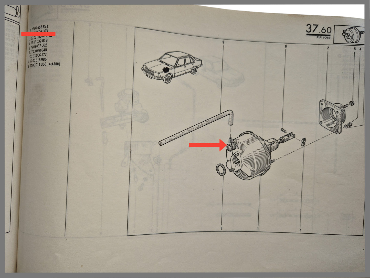 Rembekrachtiger - Renault 18 - OEM 7701348475