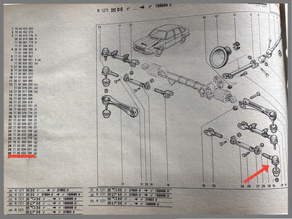 Rotule de direction avant gauche - Renault 20 - Renault 30 - OEM 7700633744