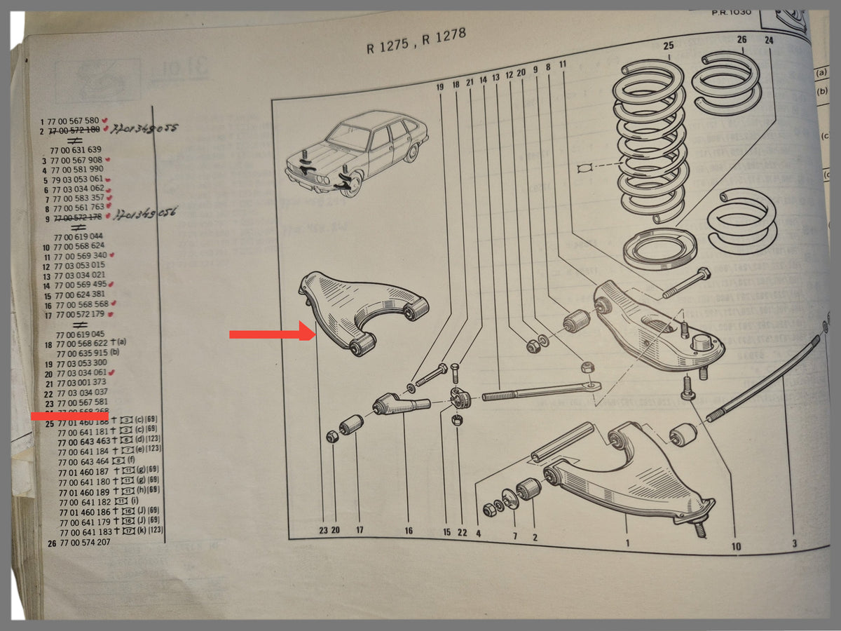 Querlenker vorne rechts - Renault 20 - Renault 30 - OEM 7700567581 GEBRAUCHT