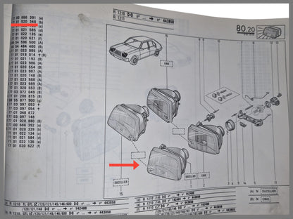 Scheinwerfer links (Bilux Phase 2) – Renault 14 – OEM 7700666391 – NOS