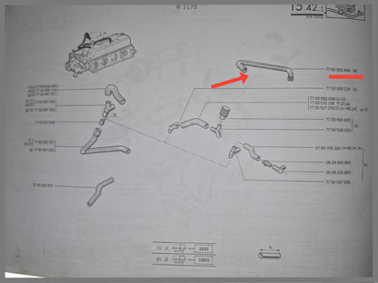 Tuyau de reniflard de carter - Renault 12 - OEM 7700525464