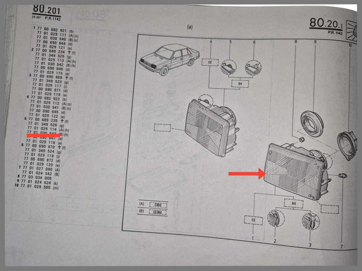 Koplamp voorzijde links - Renault 9 - OEM 7701030543