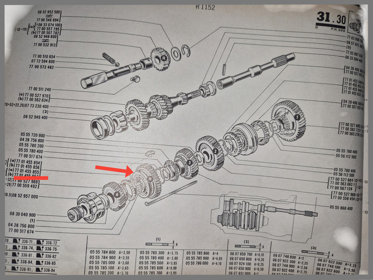 Tandwiel achteruit met synchronisatienaaf voor derde en vierde versnelling - Renault 16 - OEM 7701455855