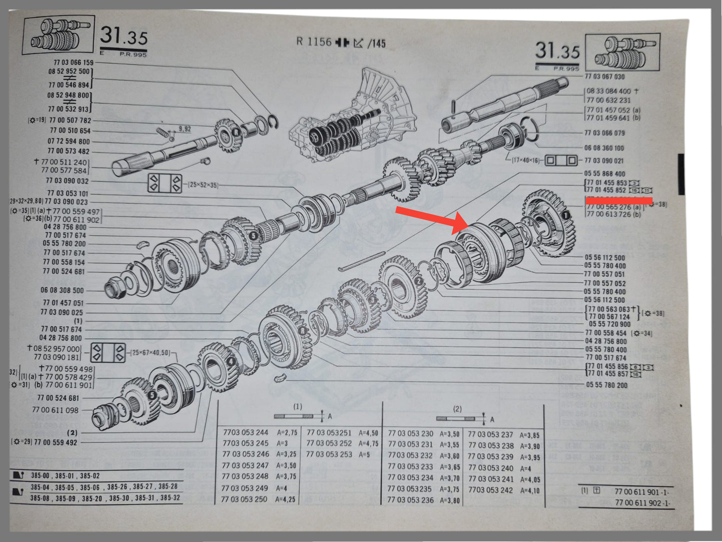 Synchronizer hub first and second gear with 30 teeth - Renault 5 - Renault 12 - Renault 16 - Alpine 110 - OEM 7701455852 and 7701455853
