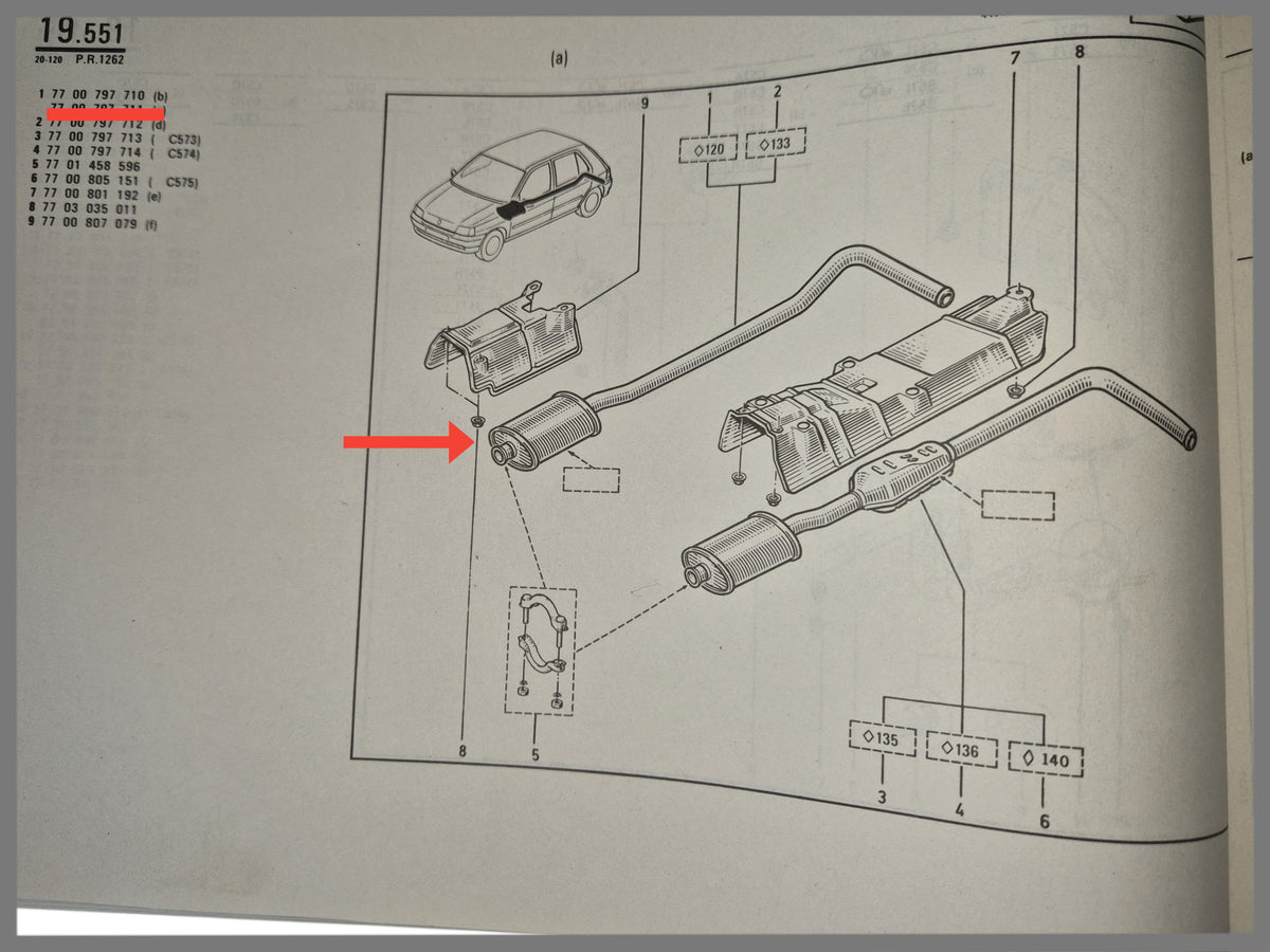 Mittelschalldämpfer – Renault Clio – OEM 7700797710