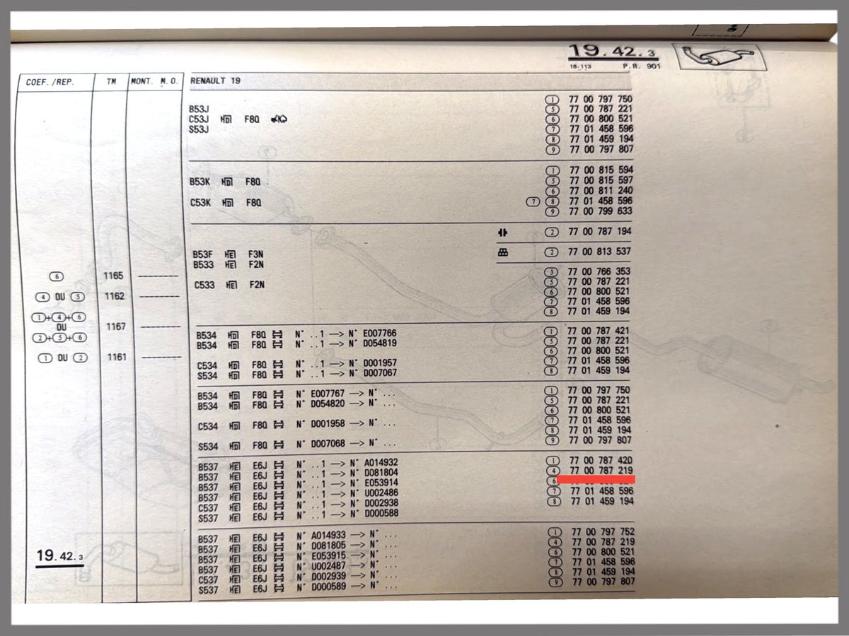 Mittelschalldämpfer - Renault 19 - OEM 7700787219