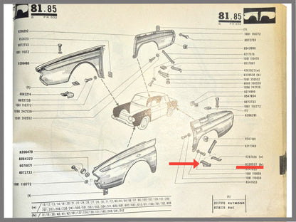 Steun spatbord achter links – Renault 8 – OEM 0832053700