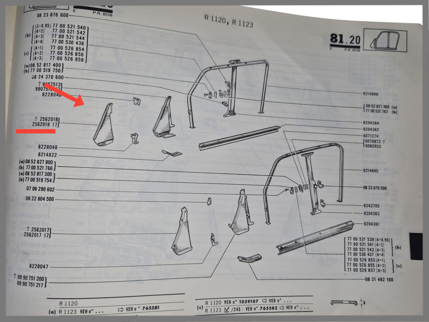 Tussenplaat zijwand voorzijde links- Renault 4 - OEM 0256201800