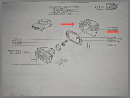 Boîtier de phare droit - Renault 12 - OEM 7700612428