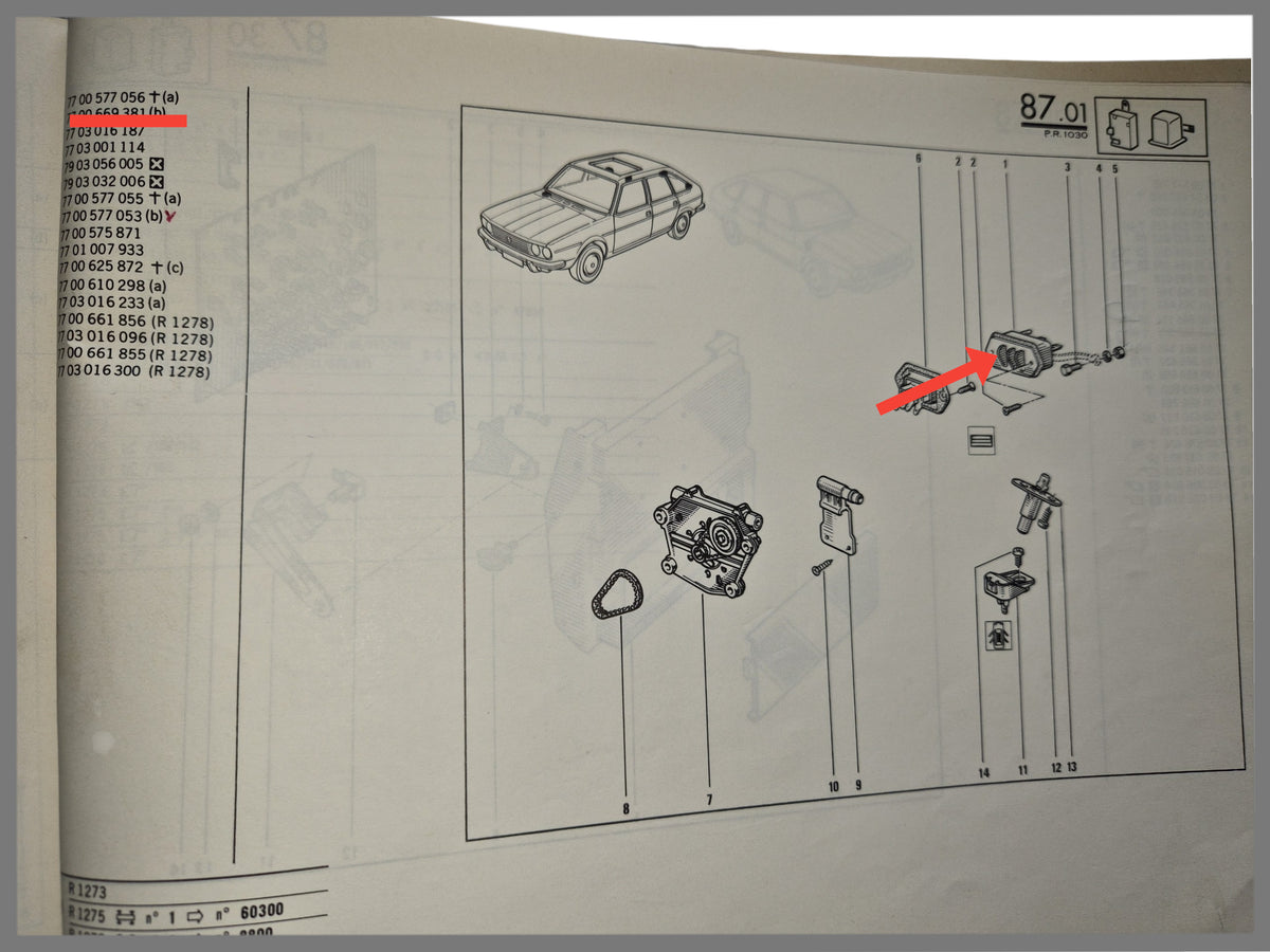 Heckklappenkontakt - Renault 30 - OEM 7700577056