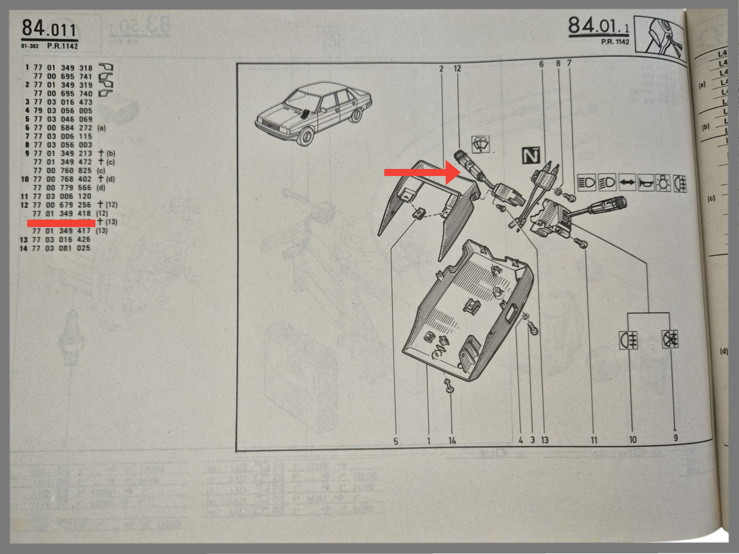 Indicator  - Renault 5 - Renault Express - Renault 9 - OEM 7701349418