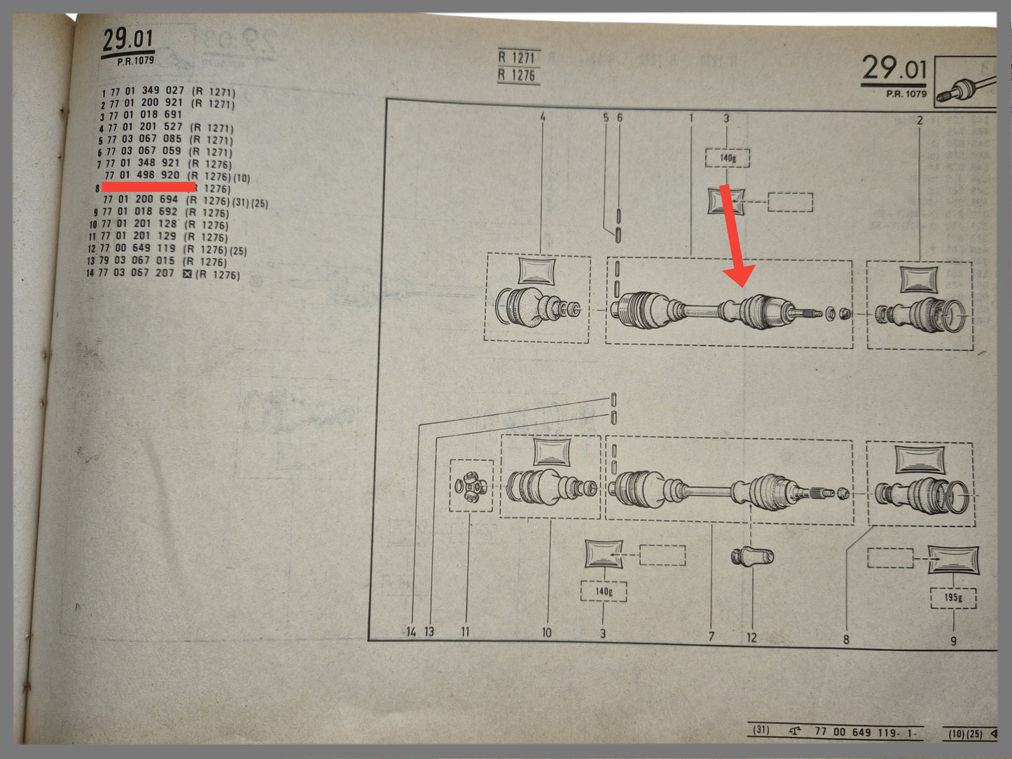 Aandrijfas - Renault 20 - Renault 30 - OEM 7701498920