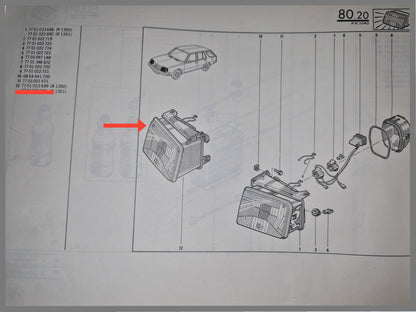 Phare Bilux droit Renault 18 - OEM 7701023689